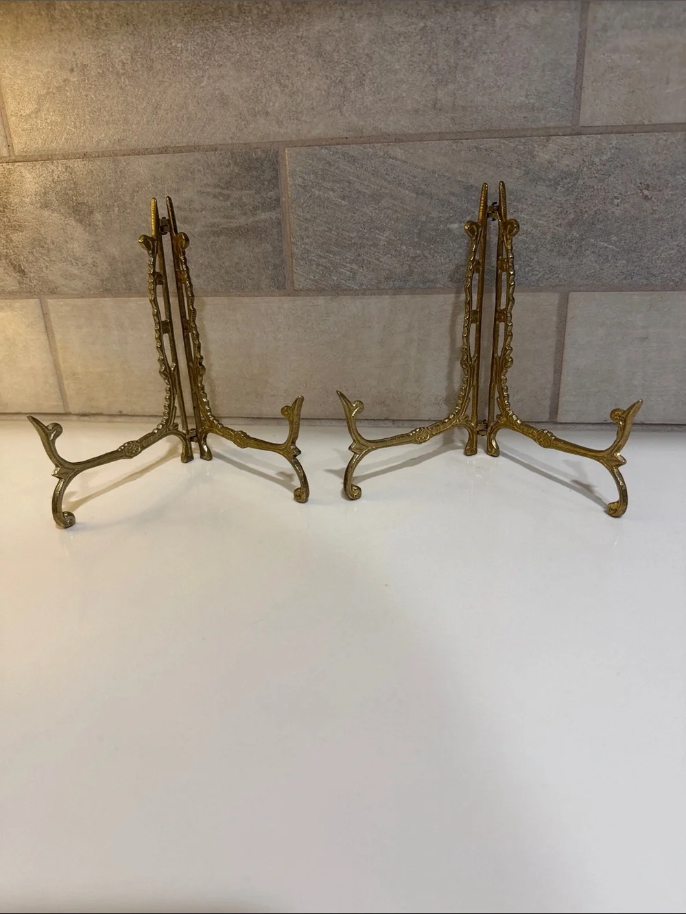Brass vintage plate stand easel